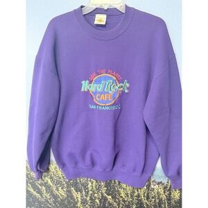 USA Made Hard Rock Cafe Size XL Purple San Francisco Embroidered Sweatshirt 90s